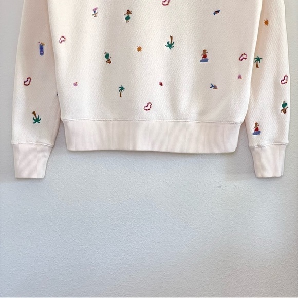 Madewell Lei-cation Embroidered Mainstay French Terry Pullover Sweatshirt Cream - Picture 9 of 16
